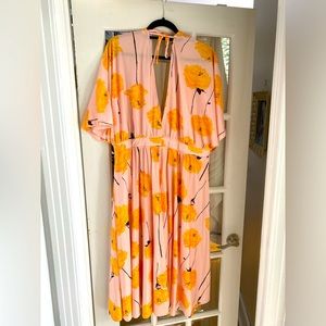 ASOS Curvy pink and golden yellow silky dress.